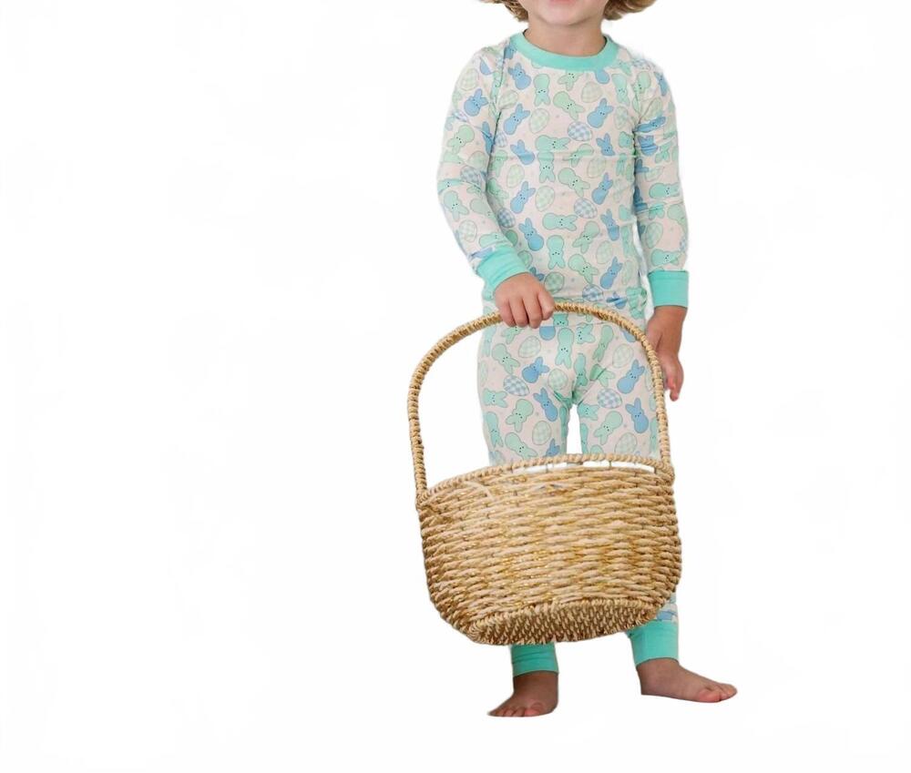 NEW SMALL SHOP kids rockin bunny bamboo pajama set in blue